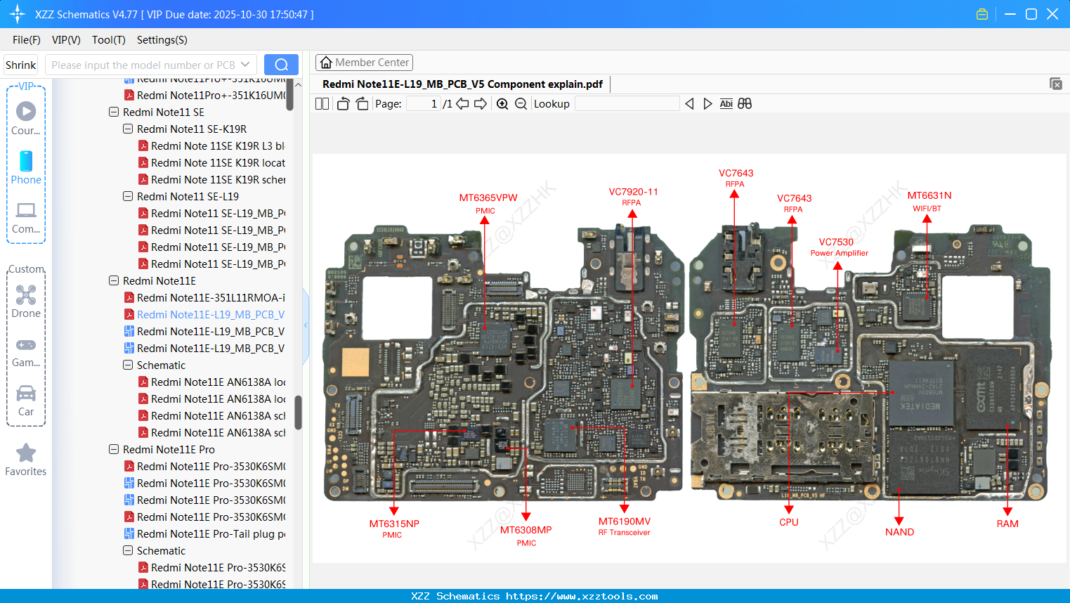 Xiaomi Redmi Note11E-L19_MB_PCB_V5 Component Explain